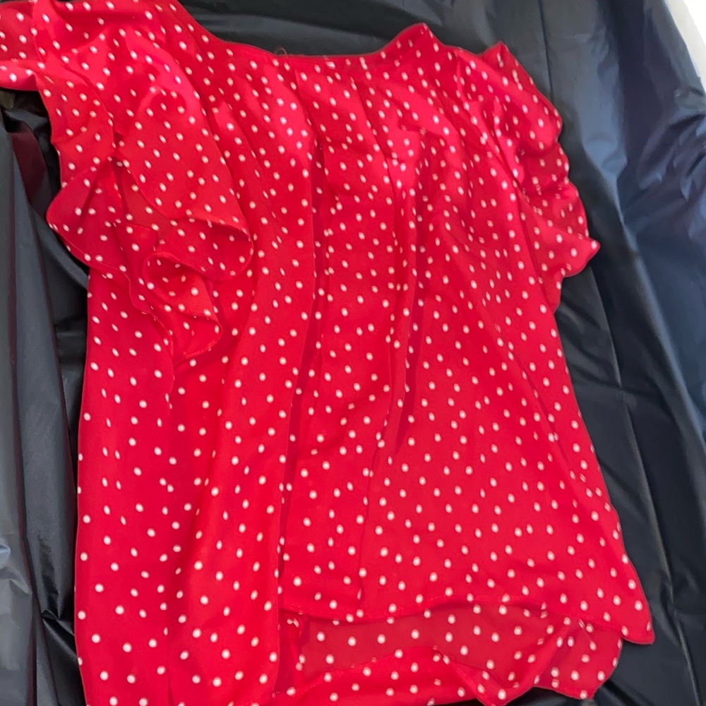 Red polka dot blouse